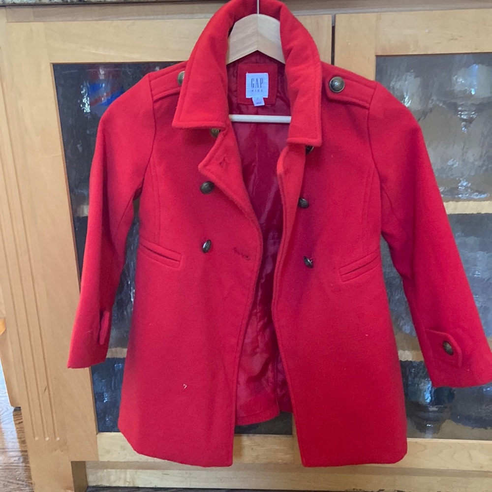Red pea coat